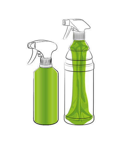 Desinfektion-500+1000 ml Sprühflasche für Desinfektionsmittel mit Airless Bag-in-Bottle-Technologie für sichere Produktentnahme in Reinraum- und GMP-Umgebungen
