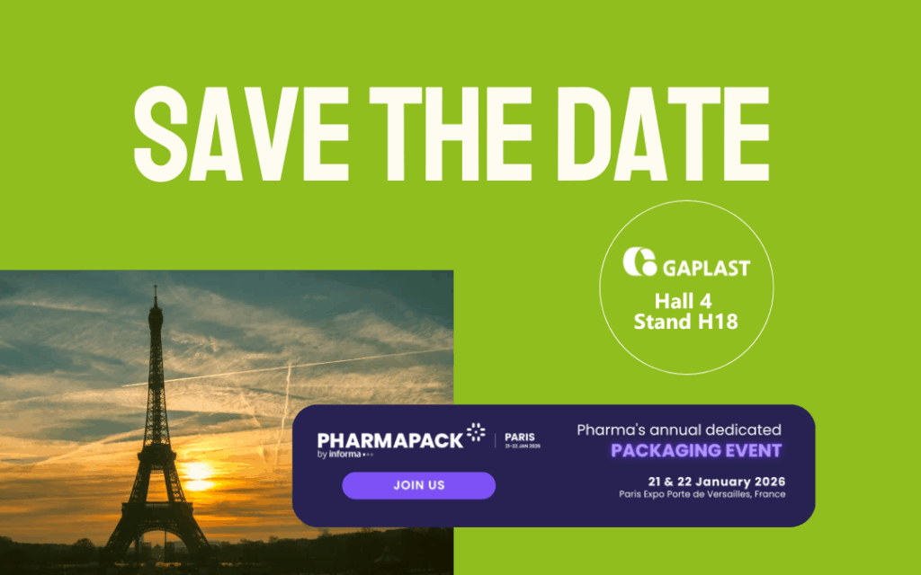 GAPLAST News - Pharmapack 2026 Save-the-Date Einladung von Gaplast für die Pharmapack 2026 (21-22 Januar) in Paris Expo Porte de Versailles - Sie finden uns in Halle 4/ Stand H18