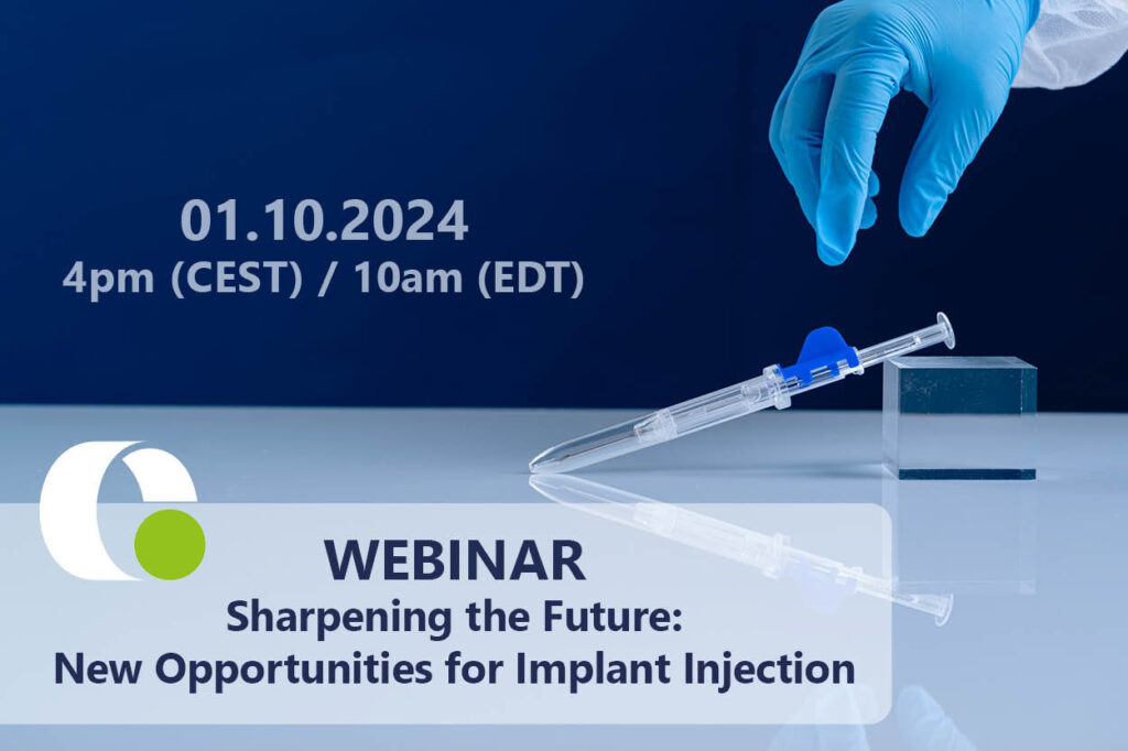 hand with blue gloves reaches for implant syringe